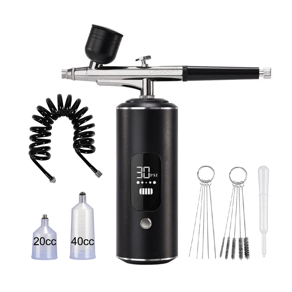 Portable Airbrush Kit with Compressor – Dual-Action Spray Gun Airbrush Spray Kit PLUSH Black