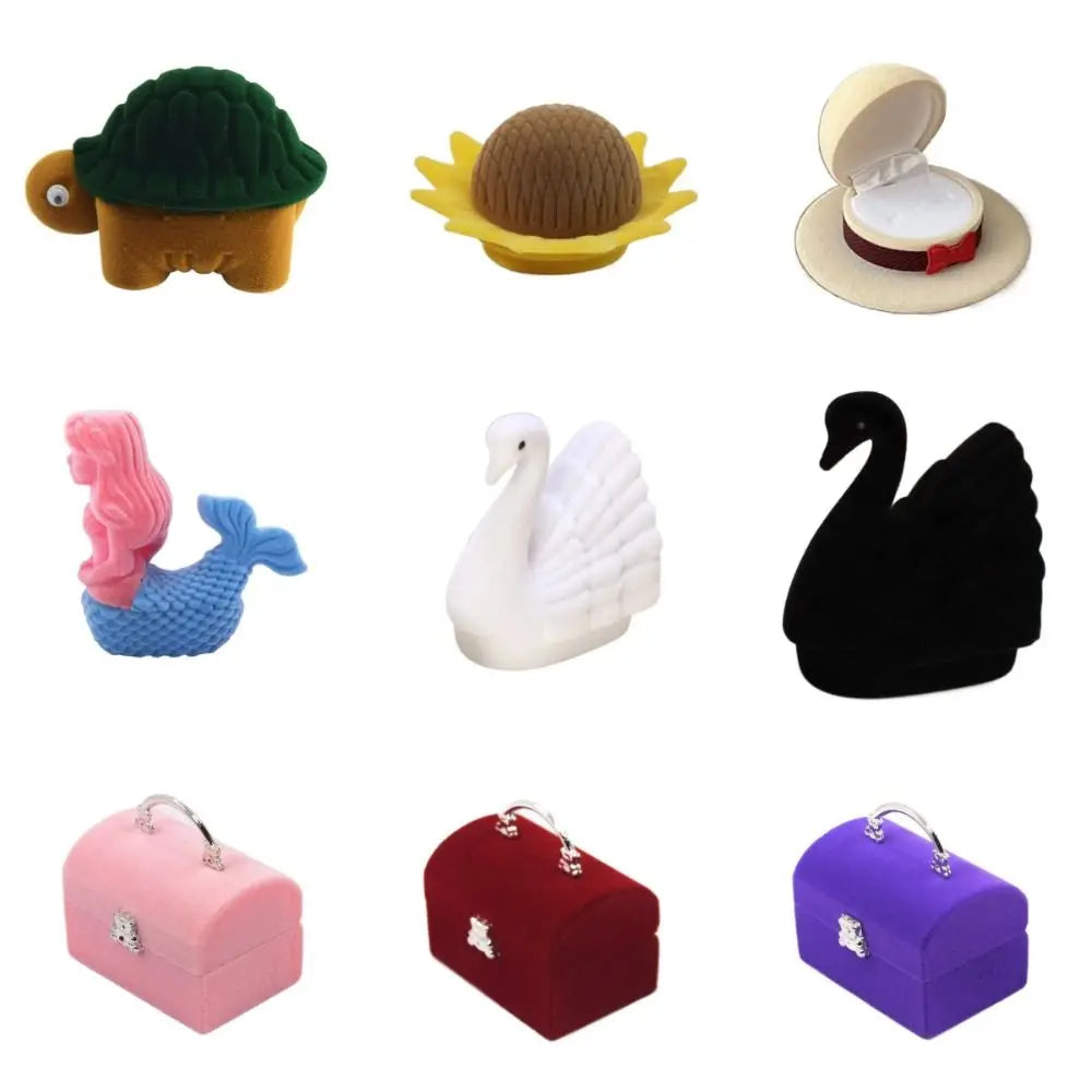 Velvet Jewelry Gift Box – Swan Turtle Mermaid Shapes Jewelry Gift Box PLUSH