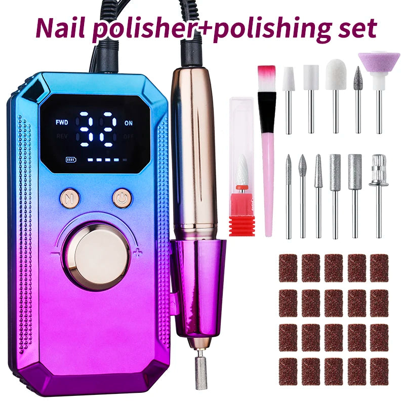 Professional Wireless Electric Nail Drill Kit – 11 Bits & 20 Bands Electric Nail Drill PLUSH VIOLET/紫罗兰