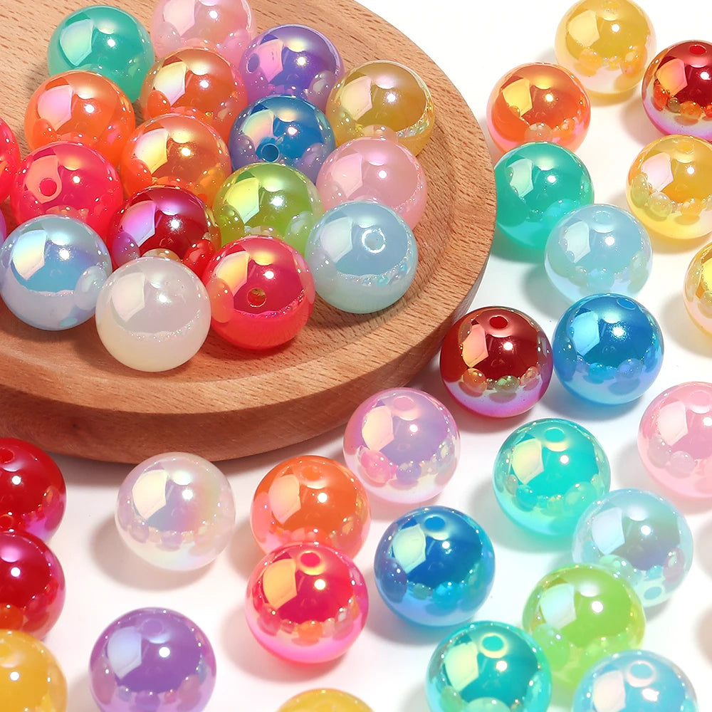 10pcs 16mm Plated Multicolor Round Acrylic Spacer Beads DIY Acrylic Spacer Beads PLUSH