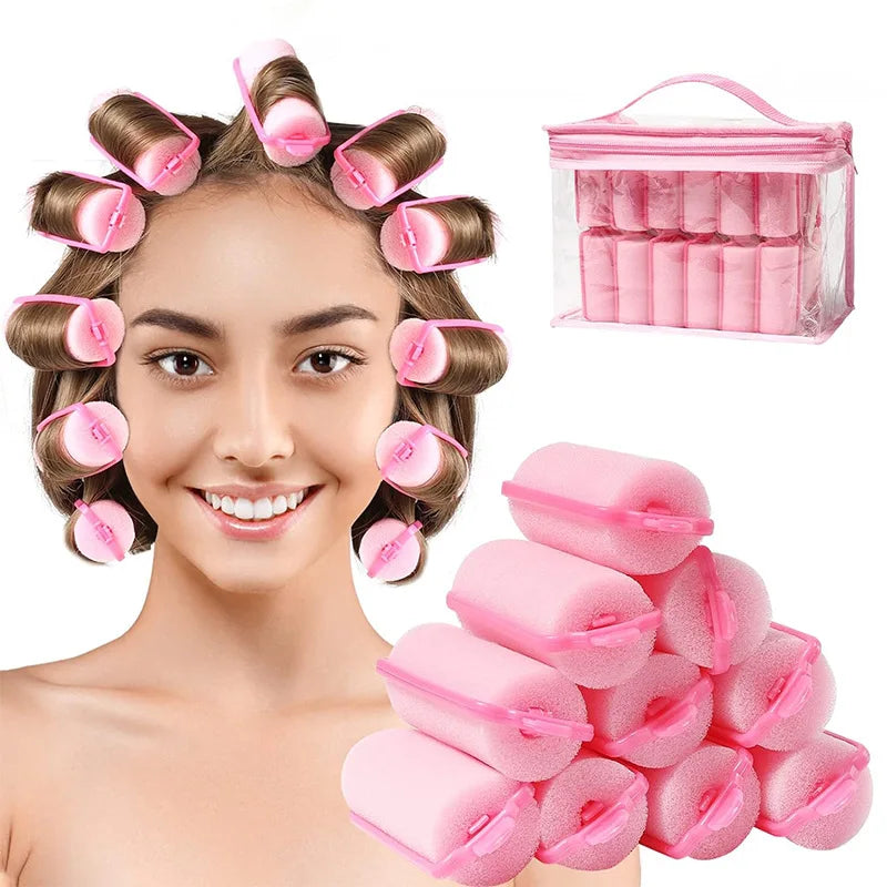 Sponge Foam Hair Rollers – Flexible Sleeping Curlers 6–14 Pcs Foam Hair Rollers PLUSH