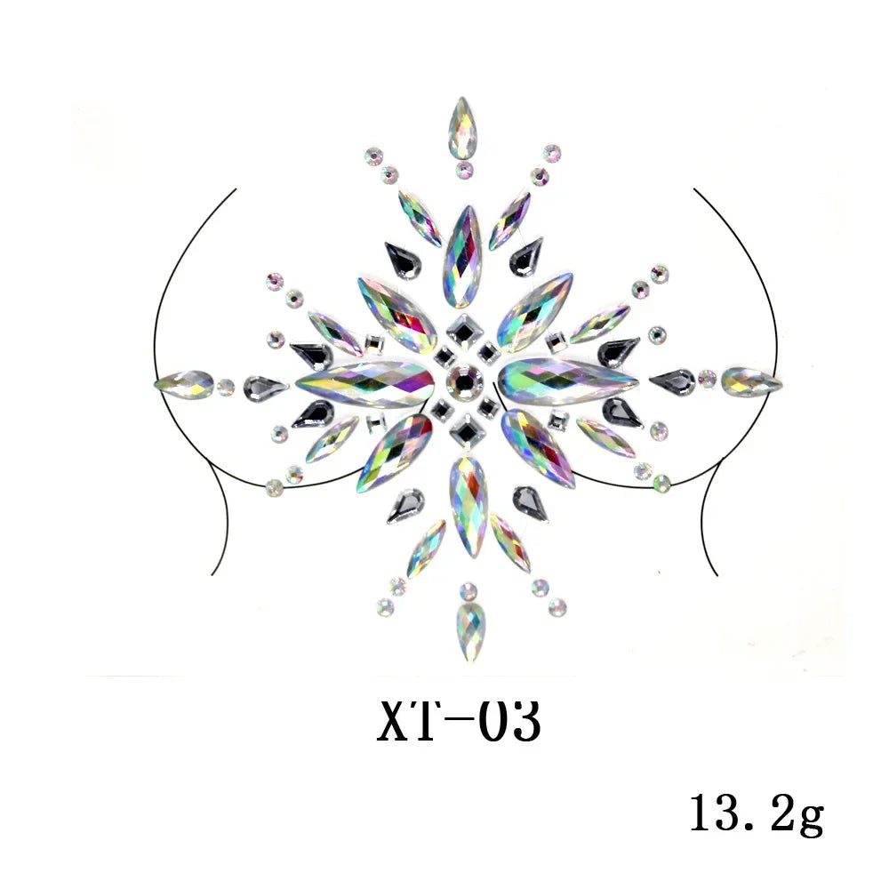 Crystal Rhinestone Body & Face Jewel Stickers – Temporary Tattoo Body Jewel Stickers PLUSH XT-03