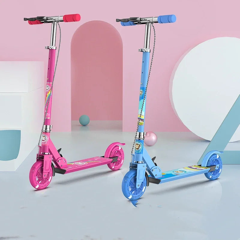Kids Two-Wheel Flash Scooter – Adjustable Aluminum, LED Wheels Kids Kick Scooter PLUSH
