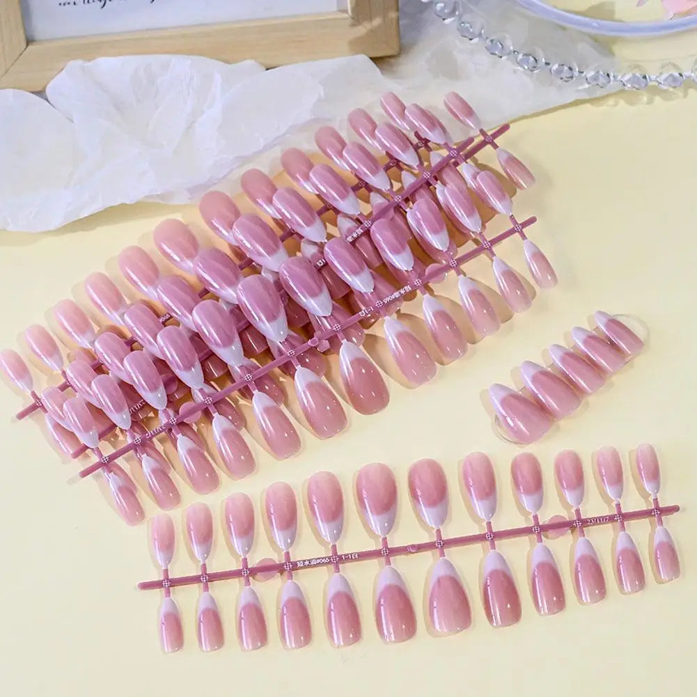 120pcs French Almond Press On Nails – Soft Gel Full Cover Tips Press On Nail Set PLUSH
