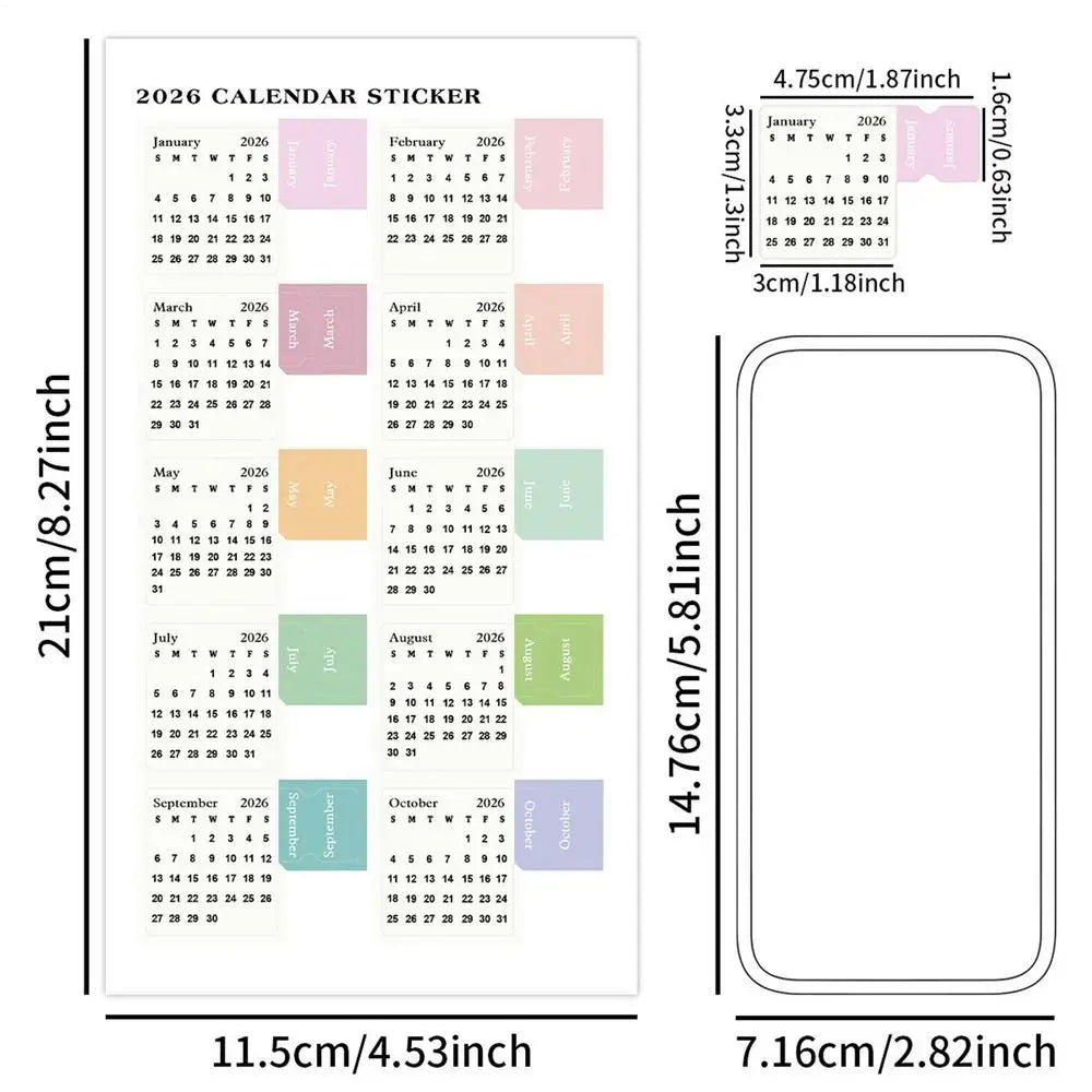 2026 Monthly Calendar Planner Stickers – Journal & Scrapbook Planner Sticker Labels PLUSH 2Pcs