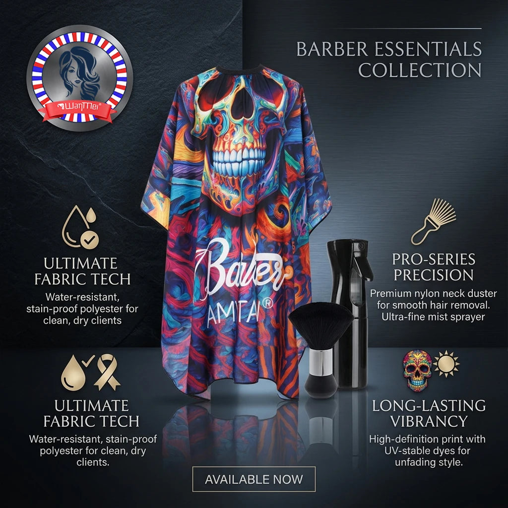 Waterproof Skull Hairdressing Cape & Bib Set – Hair Dye Hairdressing Cape Set PLUSH