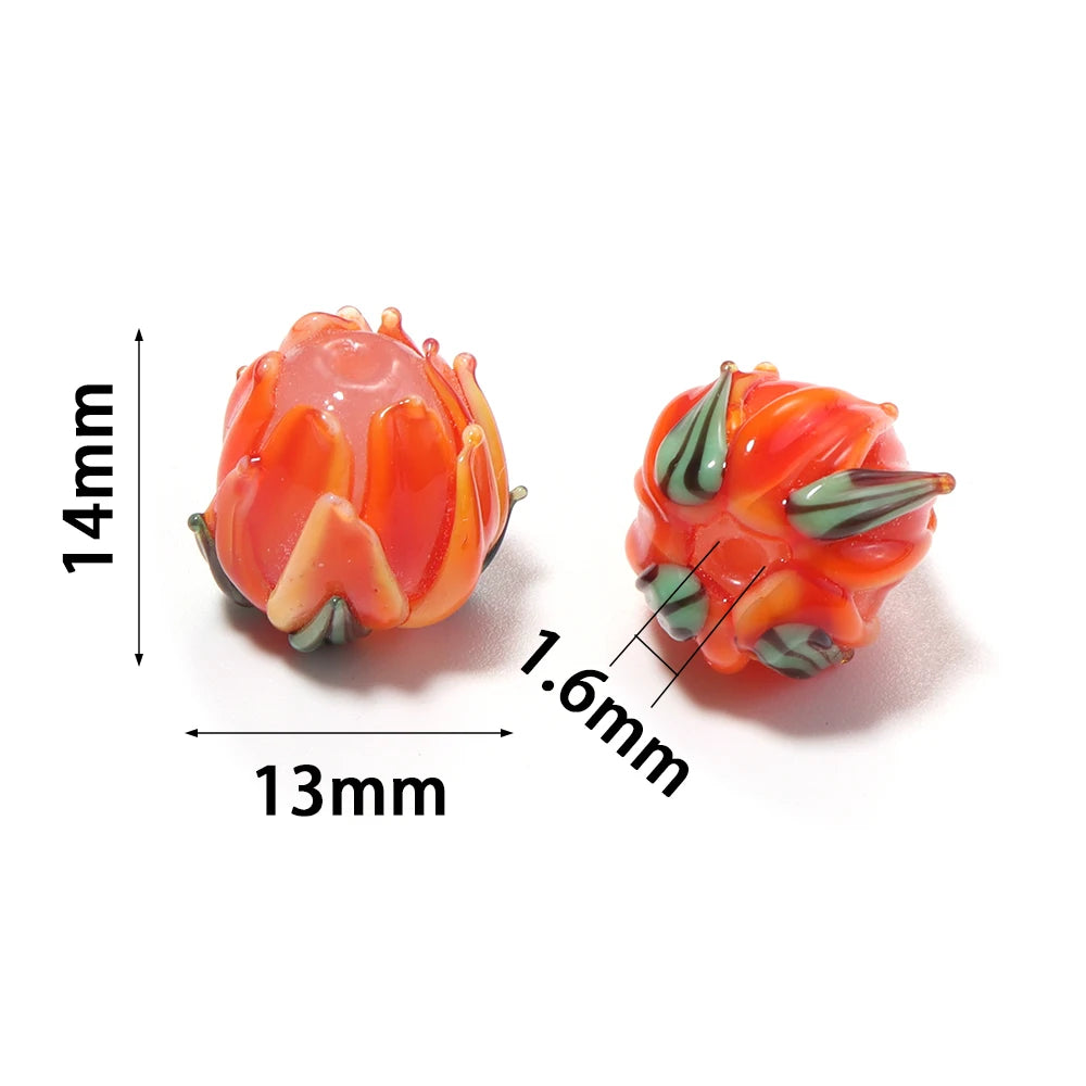 Tulip Lampwork Glass Spacer Beads – Multicolor DIY Jewelry Lampwork Glass Beads PLUSH