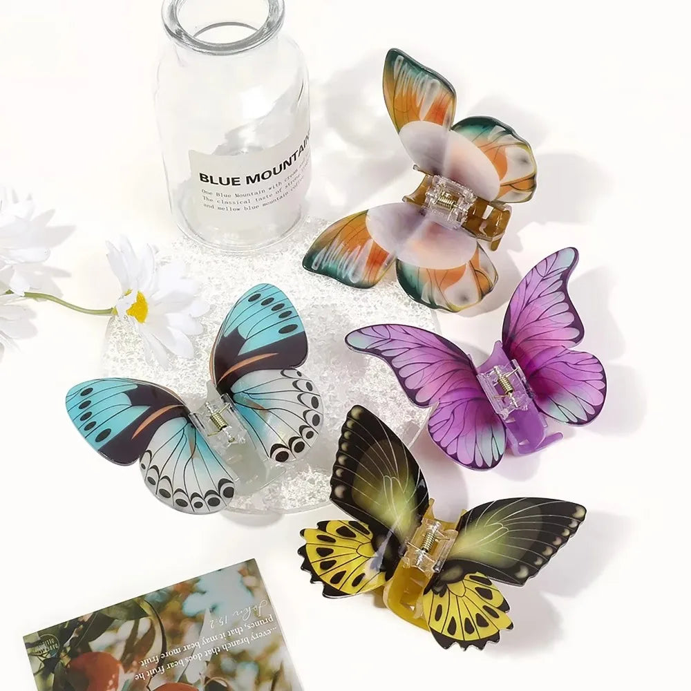 Multicolor Butterfly Hair Claw Clip – Retro Acetate Style Hair Claw Clip PLUSH