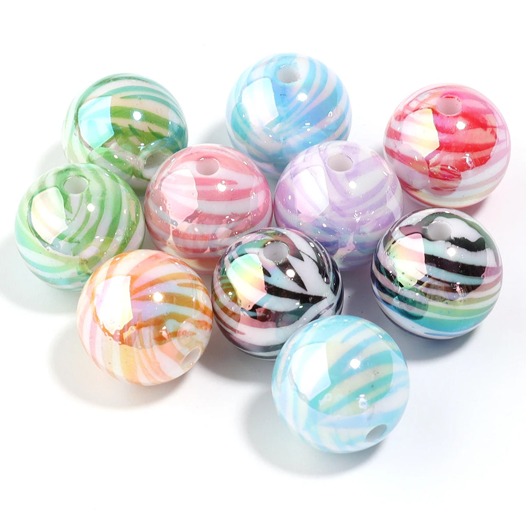 15.5mm UV Printed Acrylic Round Spacer Beads – DIY Jewelry 10pcs Acrylic Spacer Beads PLUSH Zebra Striped