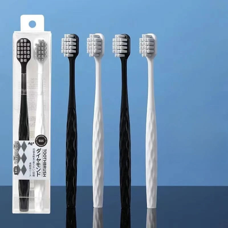 2-Pack Ion Antibacterial Wide Head Soft Bristle Toothbrush Set Manual Toothbrush Set PLUSH