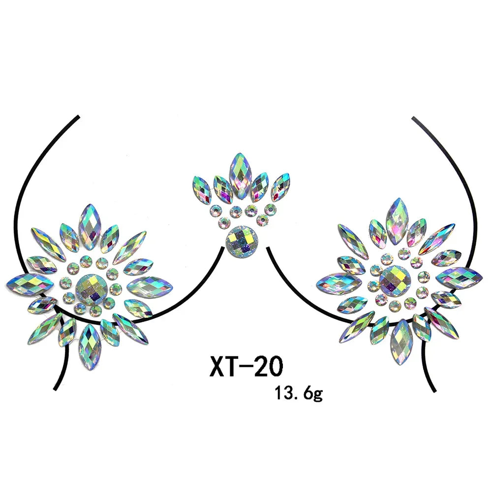 Crystal Rhinestone Body & Face Jewel Stickers – Temporary Tattoo Body Jewel Stickers PLUSH XT-20