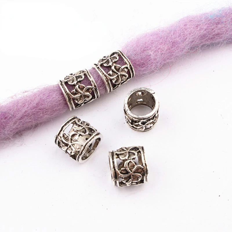 5pcs Metal Dreadlock Bead Cuffs Hair Braid Rings 3D Charms Dreadlock Hair Beads PLUSH 5pcs NO.4