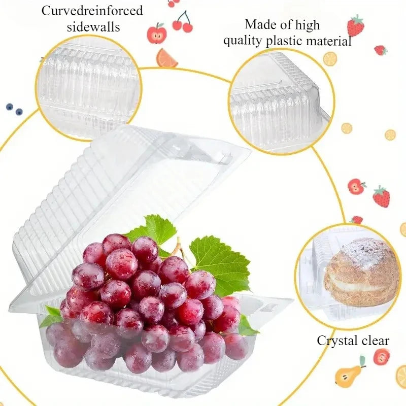 50/100pcs Transparent Plastic Cake Boxes with Flip Cover Cake Storage Box PLUSH
