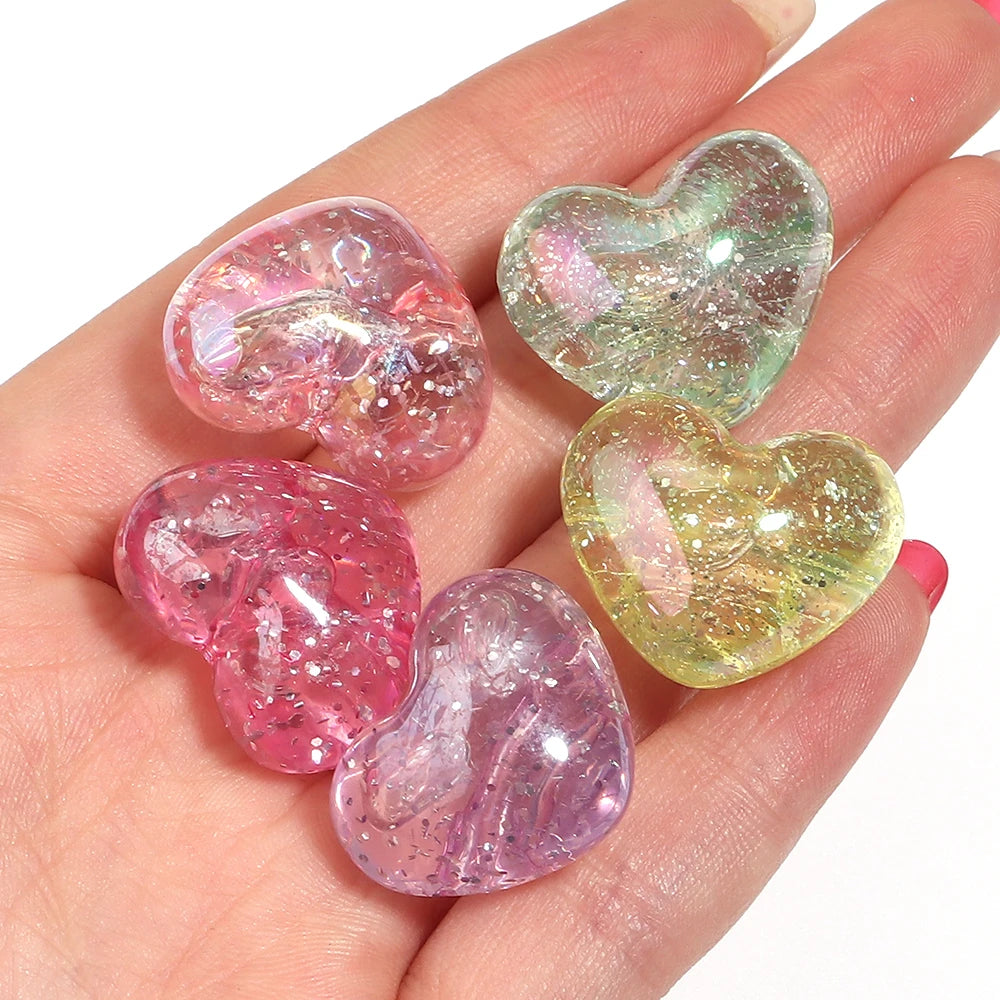 10pcs Heart Crack Acrylic Beads for DIY Jewelry & Bracelets Acrylic Craft Beads PLUSH
