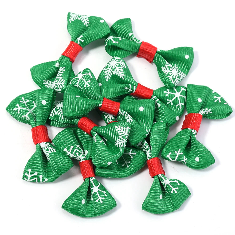 30pcs Christmas Satin Ribbon Bows 2.5x4cm – Handmade Bowknots Ribbon Bows PLUSH Green 2.5X4cm