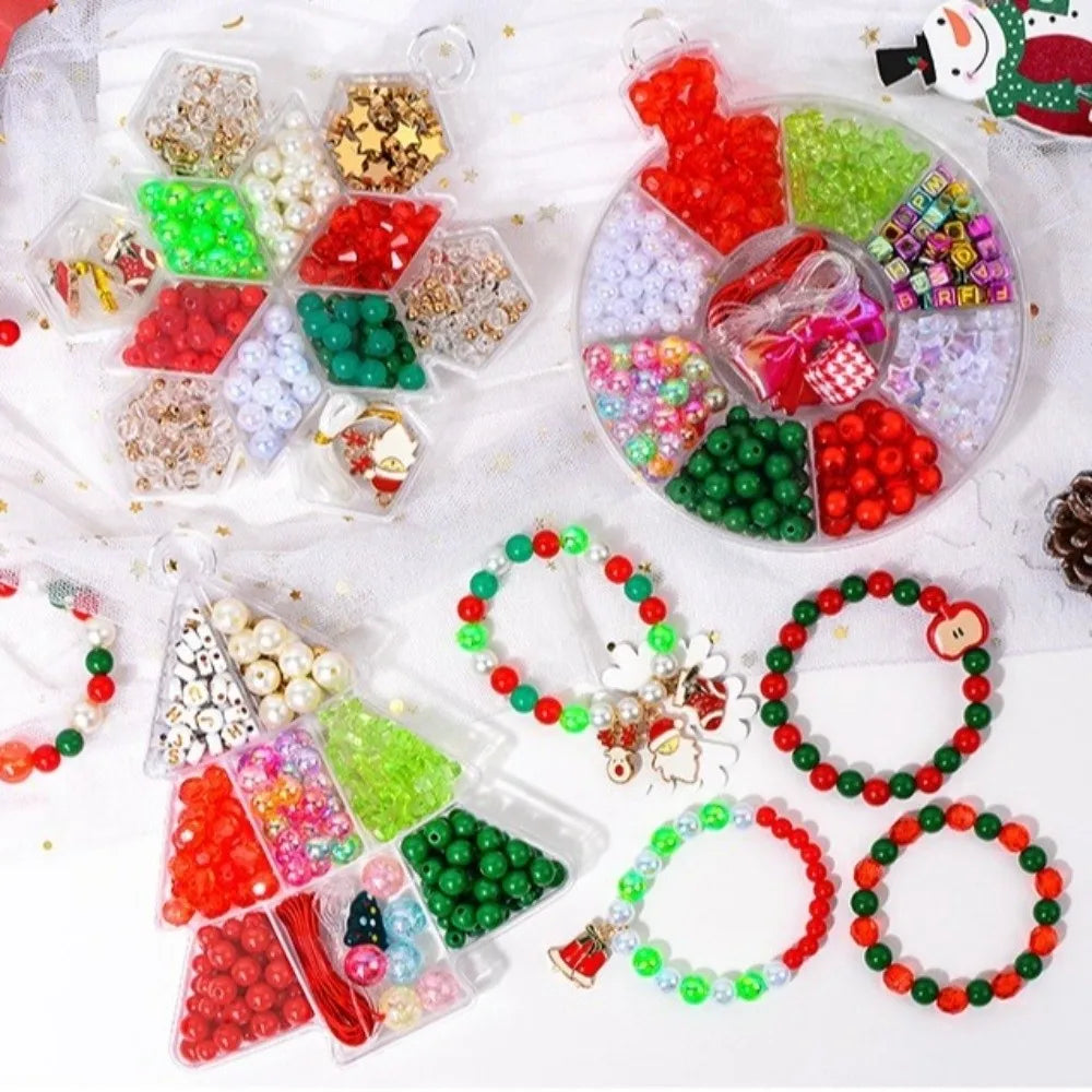 Christmas Beading DIY Kit – Snowflake Bracelet & Necklace Set Kids Jewelry Craft Kit PLUSH
