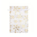 50/100pcs Organza Snowflake Drawstring Gift Bags 9x12cm Organza Gift Bags PLUSH Gold 50PCS