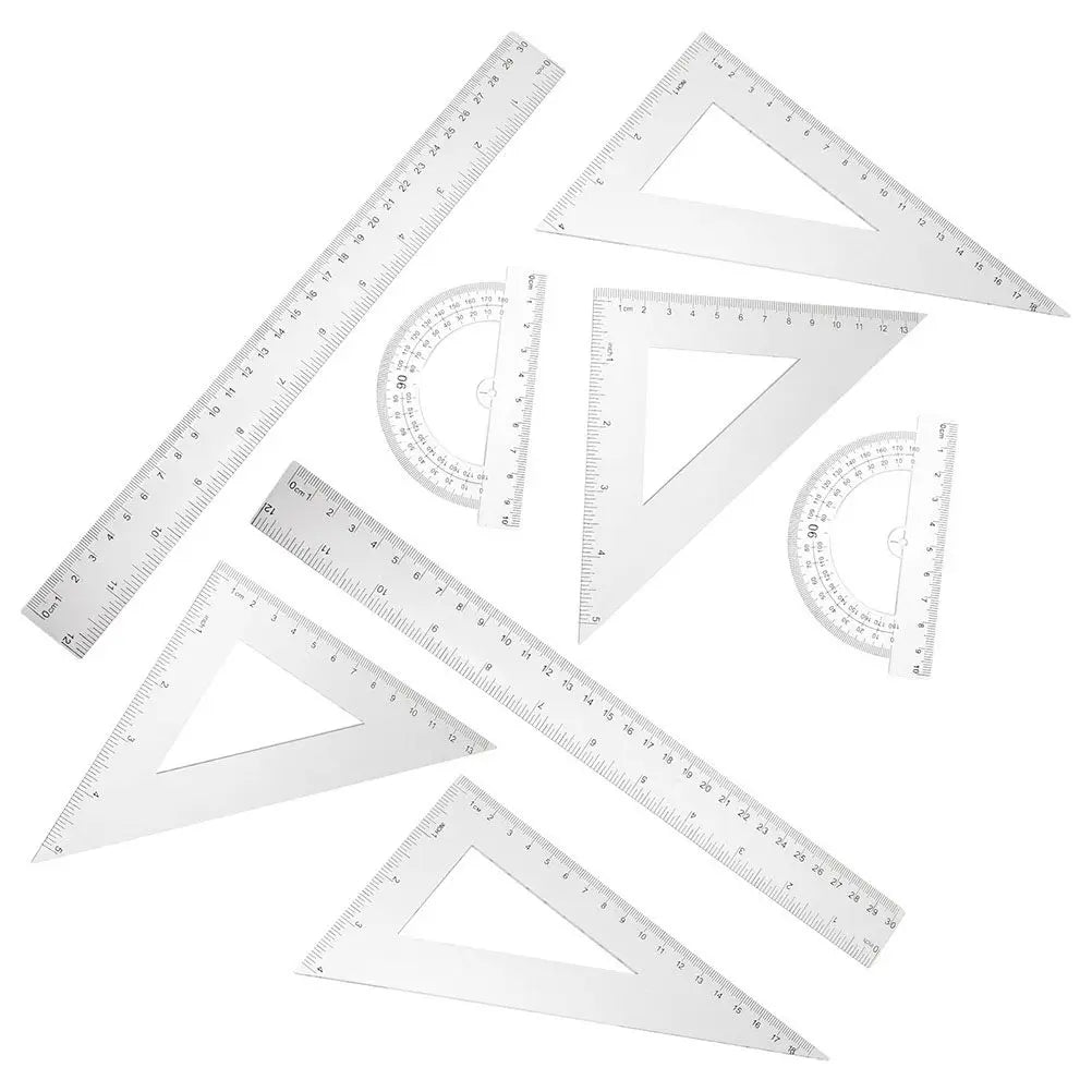 Clear Geometry Ruler Set – Protractor & Triangle Rulers, 2 Sets Geometry Ruler Set PLUSH