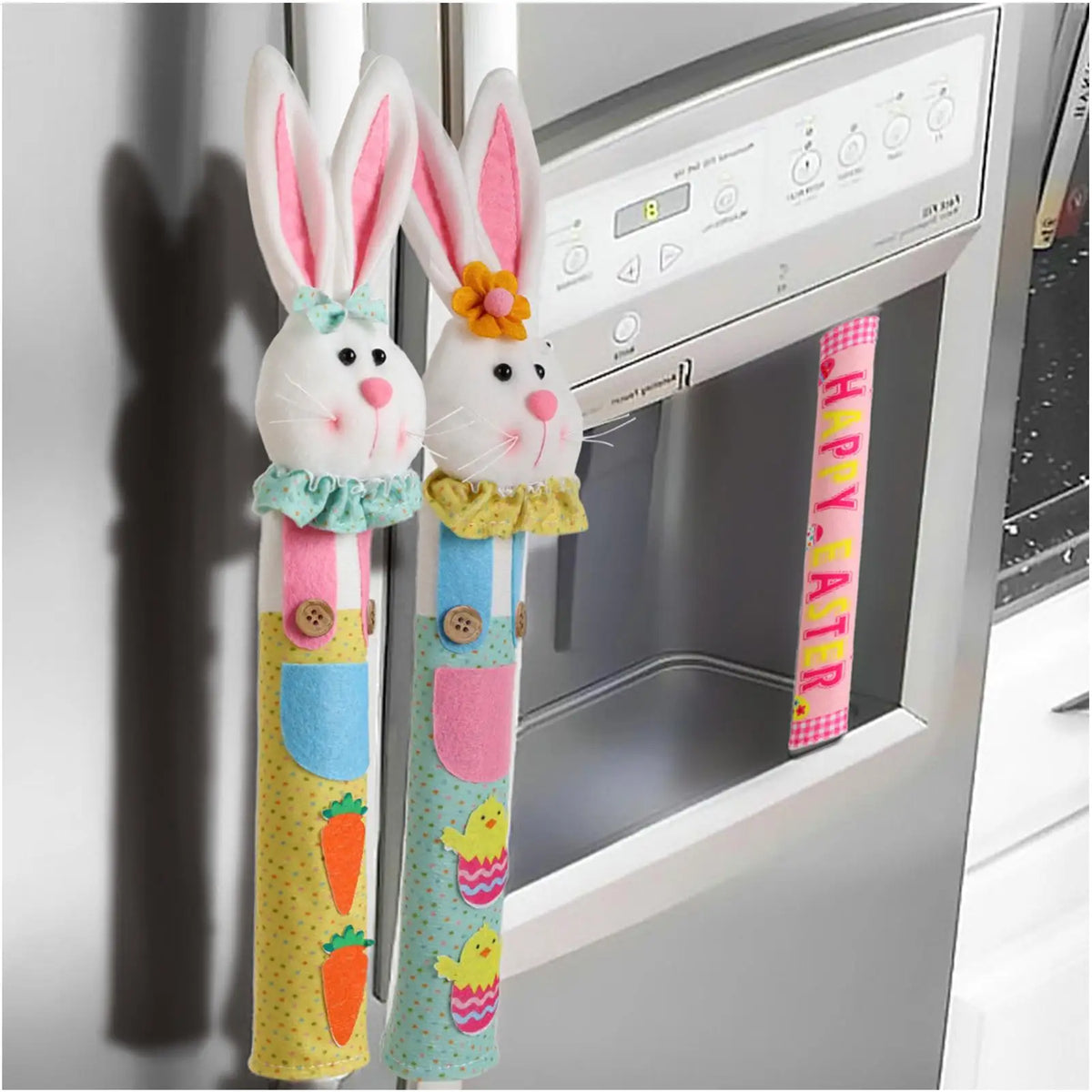 Easter Bunny Fridge Handle Covers 3-Piece Non-Slip Set Appliance Handle Covers PLUSH