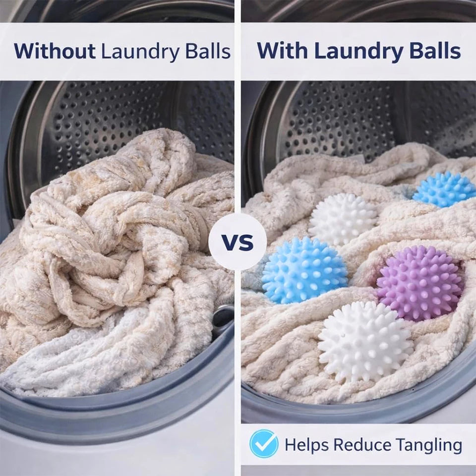6-Pack Reusable TPR Laundry Balls – Anti-Tangle & Hair Remover Laundry Washing Balls PLUSH