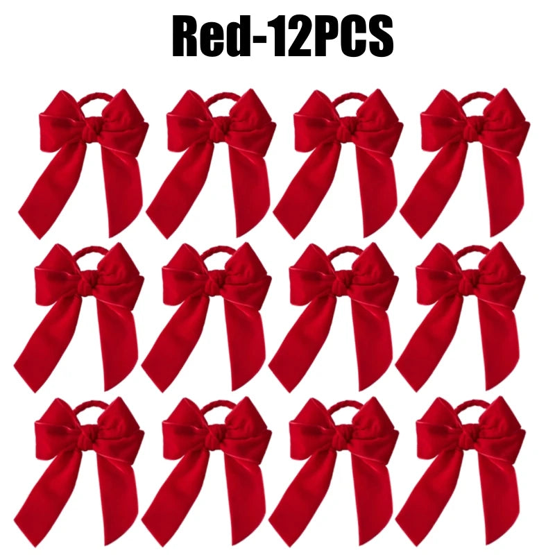 Velvet Bow Tie Napkin Rings – Wedding & Holiday Table Decor Napkin Rings PLUSH Red-12PCS
