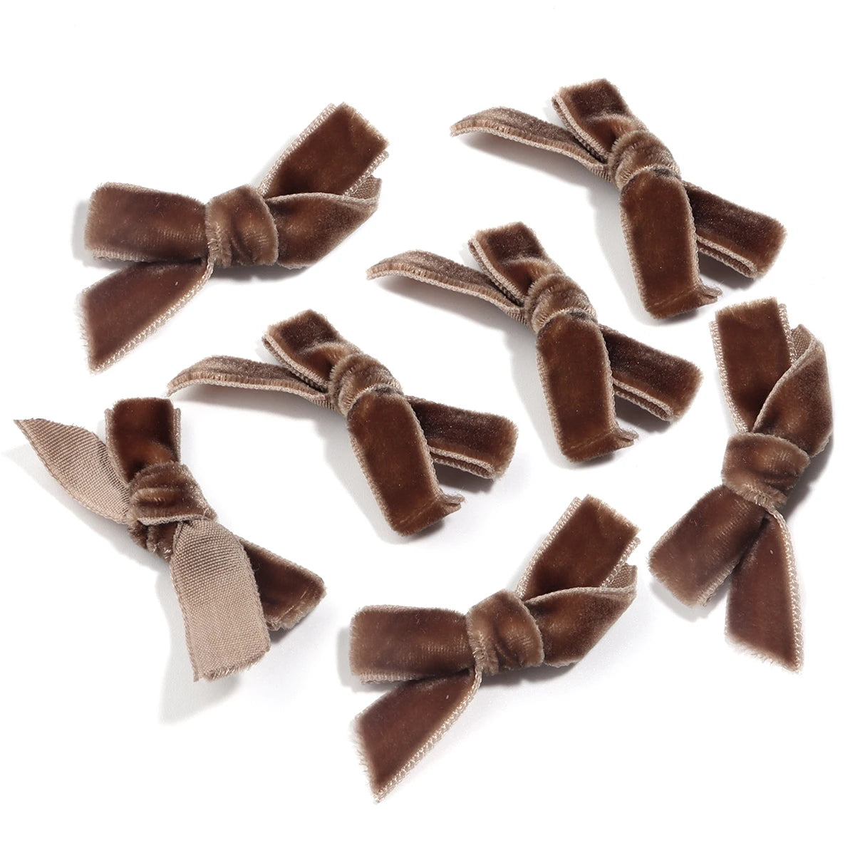 10pcs Velvet Ribbon Bows – Colourful DIY Craft Bowknots Craft Bow Embellishments PLUSH Brown