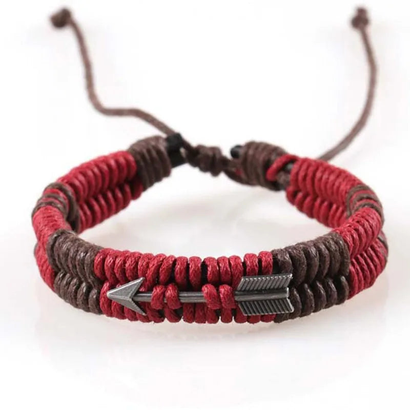 Hand-Woven Bow & Arrow Couple Bracelet – Red Rope Charm Charm Bracelet PLUSH 1pcs