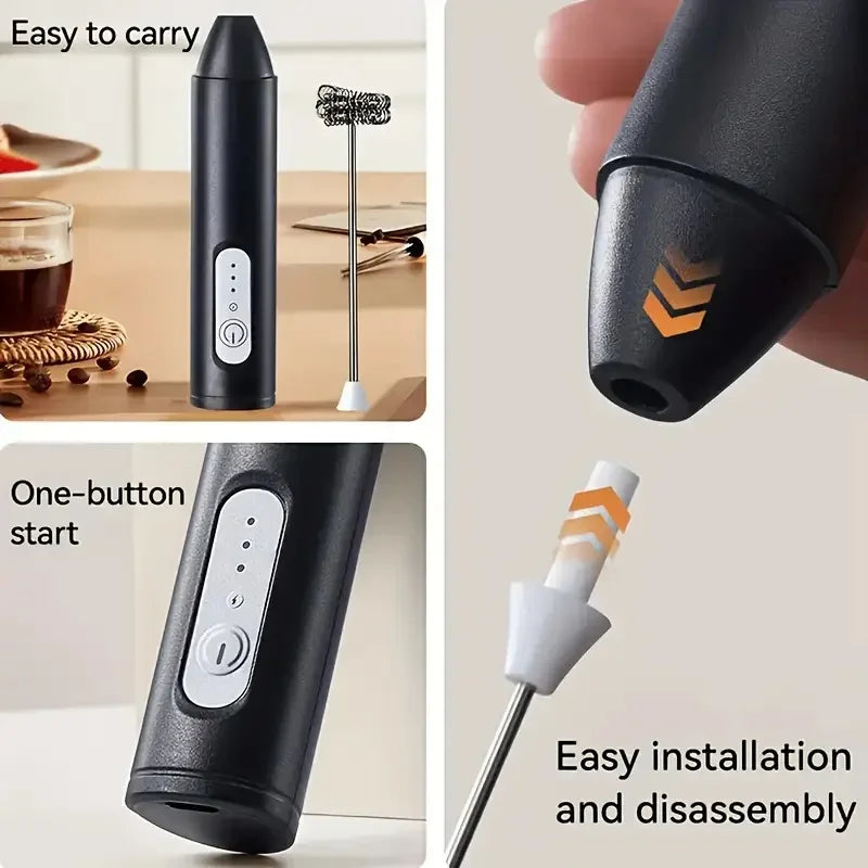 Handheld Mini Electric Milk Frother | USB Rechargeable 3 Speed Milk Frother PLUSH