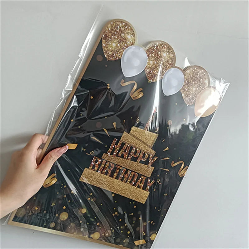 Black Gold Giant Birthday Guestbook & Commemorative Card Party Guestbook PLUSH black