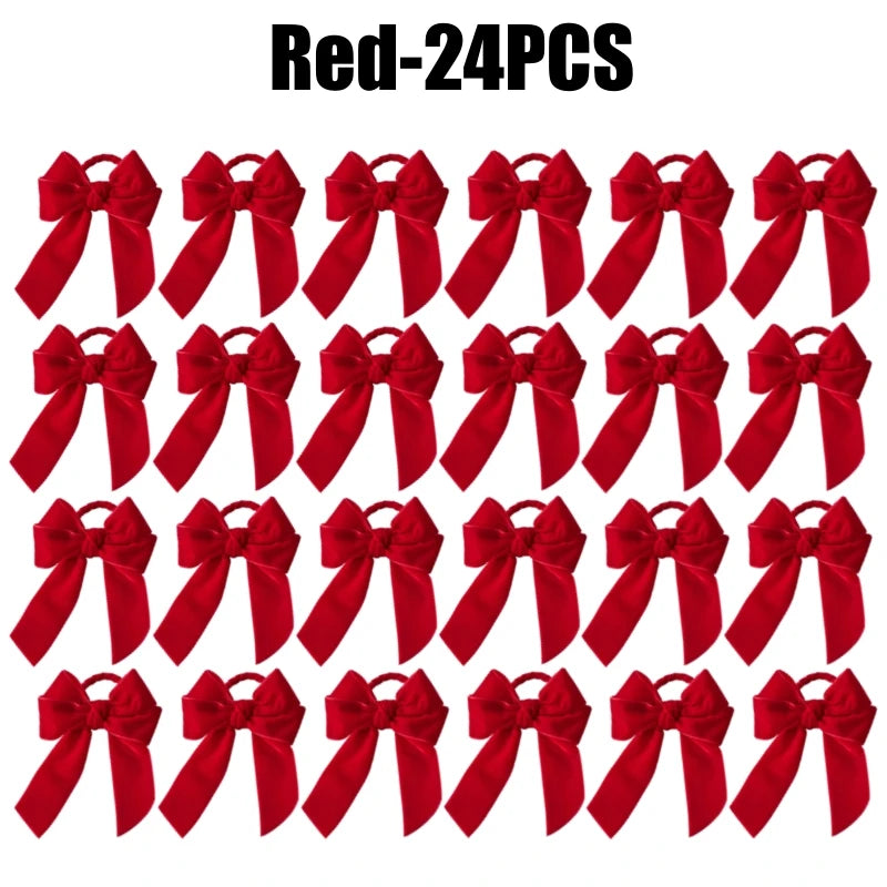 Velvet Bow Tie Napkin Rings – Wedding & Holiday Table Decor Napkin Rings PLUSH Red-24PCS