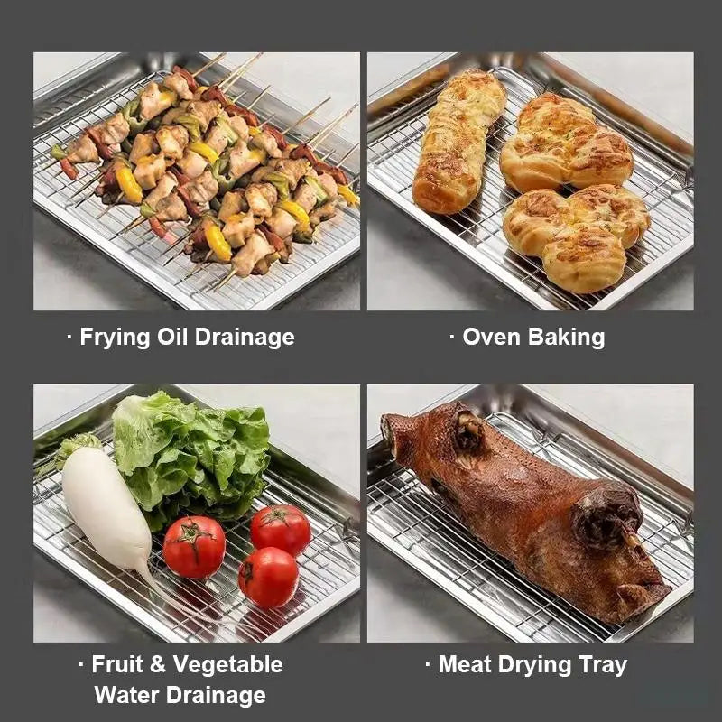 Stainless Steel Baking Tray & Cooling Rack Set | Oven Safe Baking Tray Set PLUSH