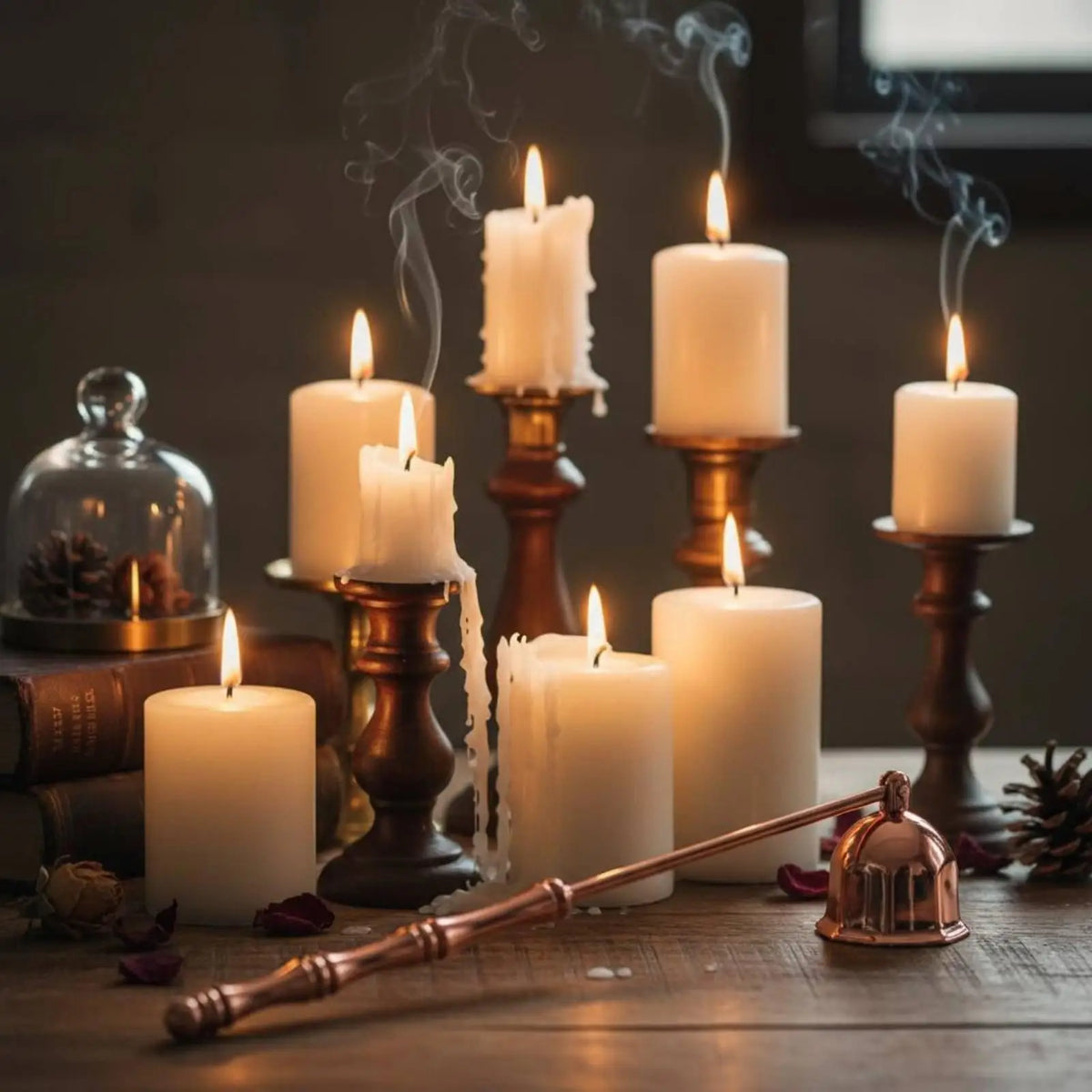 Octagonal Bell Candle Snuffer – Stainless Steel Elegant Home Decor Candle Snuffer PLUSH