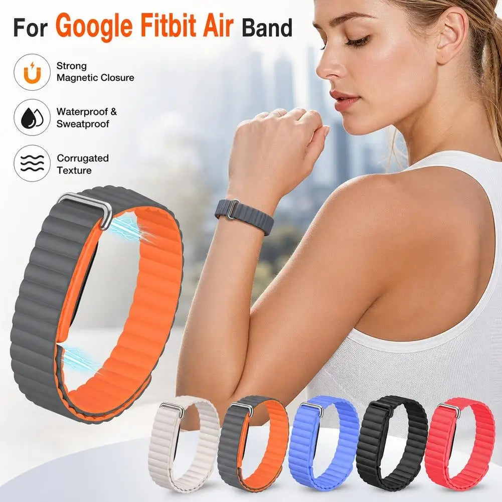 Silicone Magnetic Band for Fitbit Air – Replacement Wristband Fitness Tracker Band PLUSH