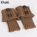 Cable Knit Button Ankle Leg Warmers – Women's Boot Toppers Ankle Leg Warmers PLUSH Khaki 5Pairs