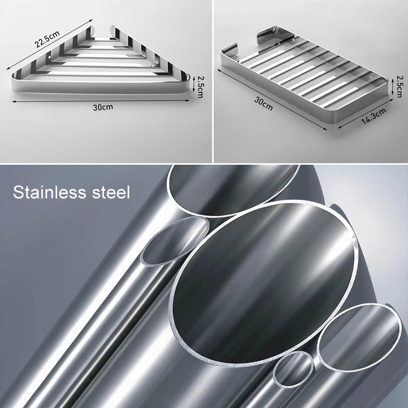 Stainless Steel Bathroom Corner Shelf | Wall-Mounted Shower Caddy Bathroom Corner Shelf PLUSH
