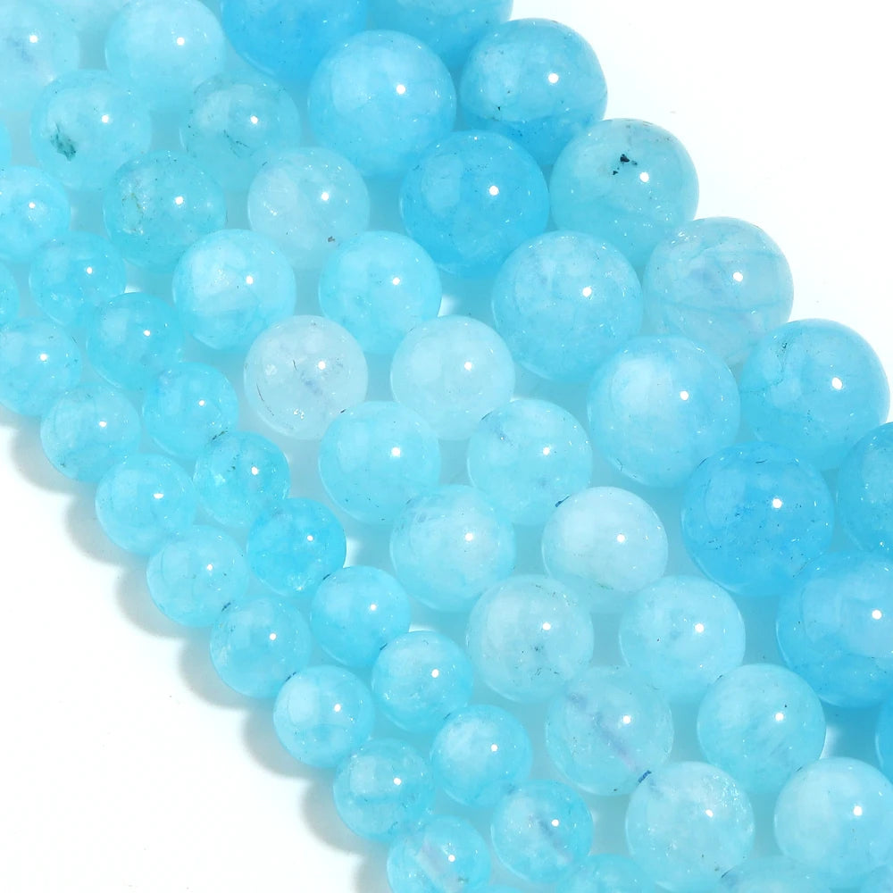 Lake Blue Round Crystal Glass Spacer Beads 6/8/10mm DIY Glass Spacer Beads PLUSH
