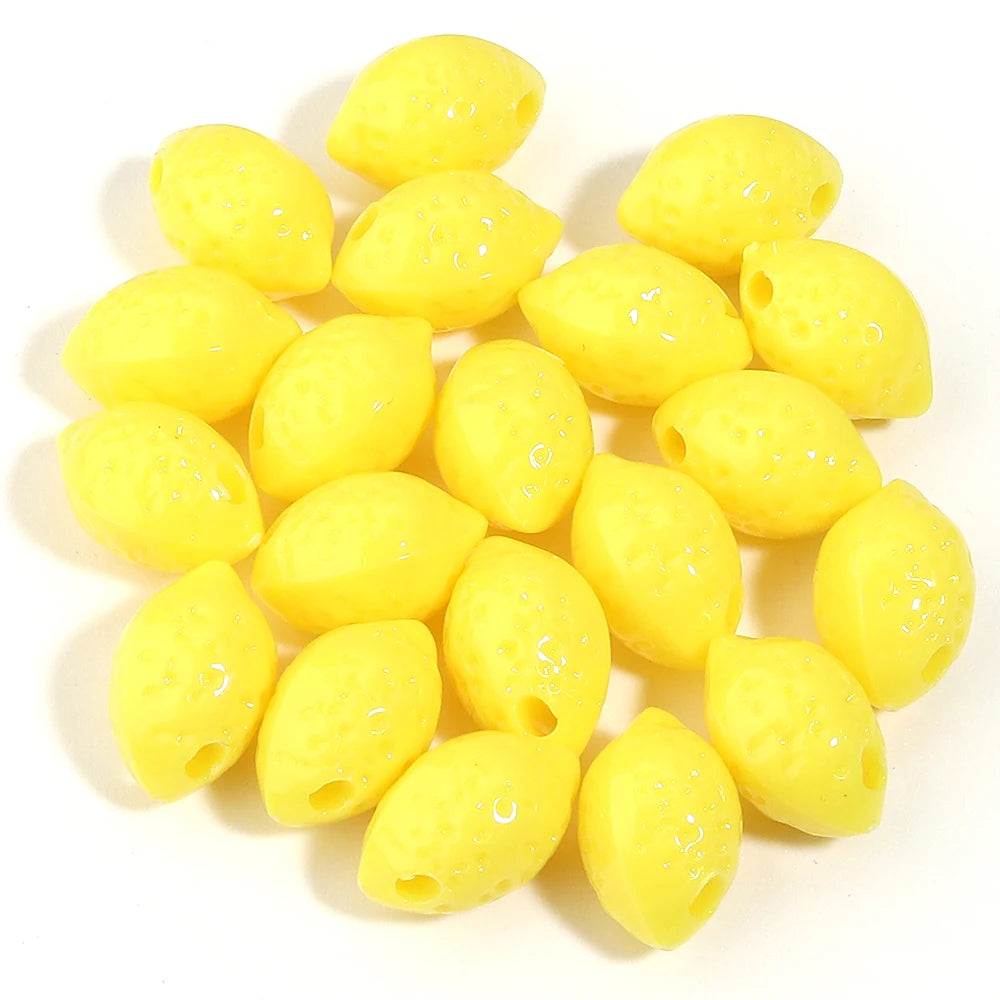 30pcs Lemon Acrylic Fruit Spacer Beads for DIY Jewelry Making Acrylic Spacer Beads PLUSH yellow
