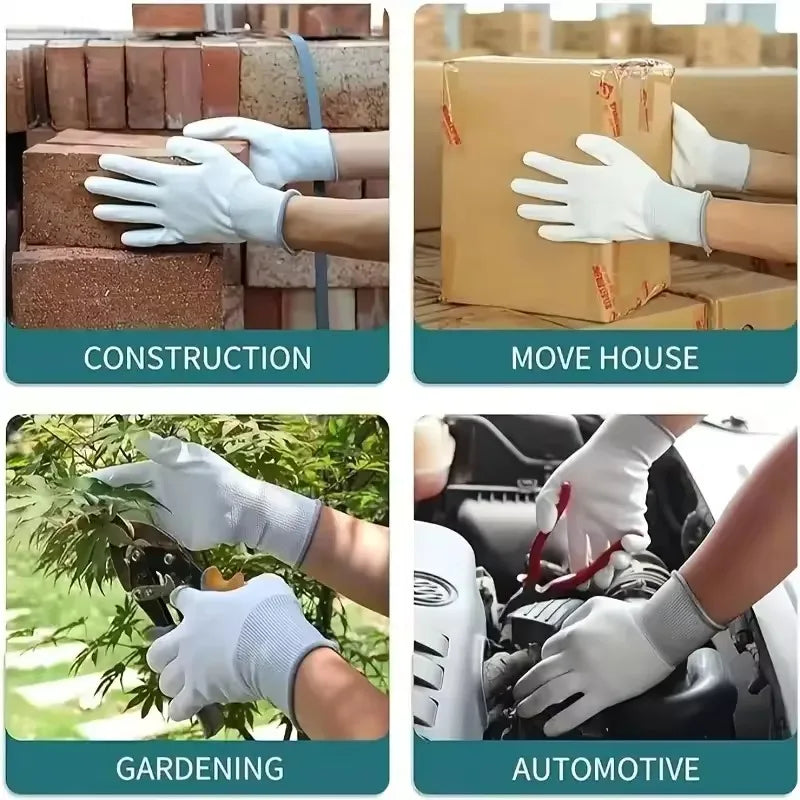 White Nylon Coated Work Gloves – Reusable 10/20PCS Work Gloves PLUSH