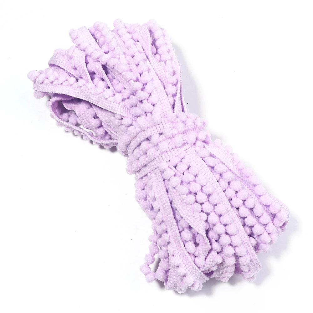 10 Yards Puffy Ball Lace Trim Ribbon – DIY Tassel Braided Rope Craft Trim Ribbon PLUSH light purple