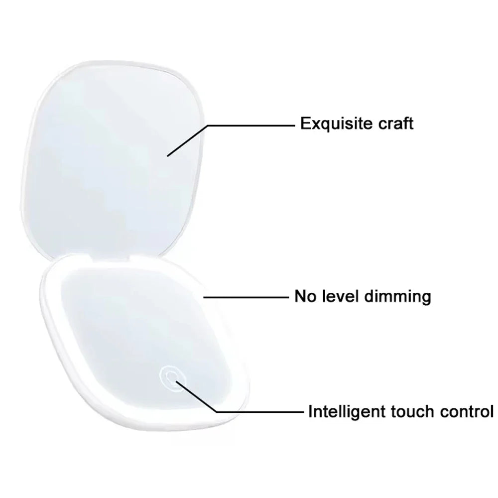 LED Compact Travel Makeup Mirror 1X/5X Magnifying Lighted Lighted Makeup Mirror PLUSH