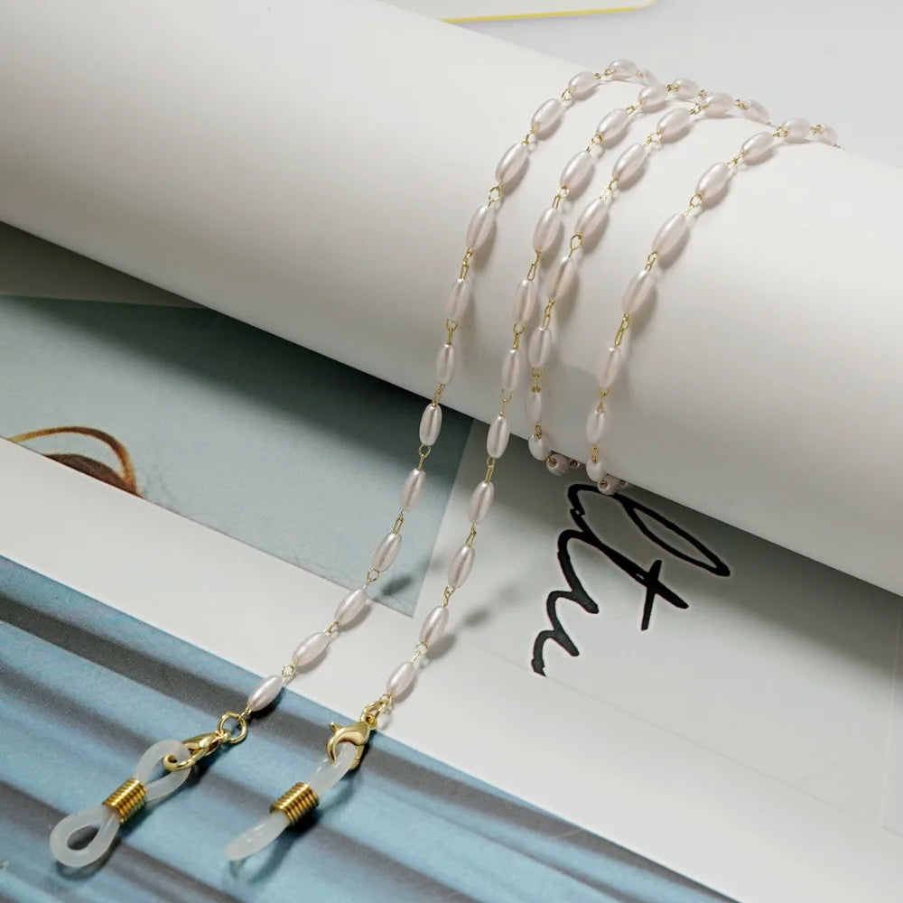 Pearl Bead Eyeglass Chain – Anti-Lost Glasses Holder Necklace Eyeglass Chain Lanyard PLUSH Style 8