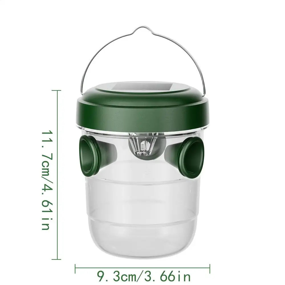 Solar Wasp & Hornet Trap – Reusable Outdoor Hanging Catcher Outdoor Insect Trap PLUSH Green