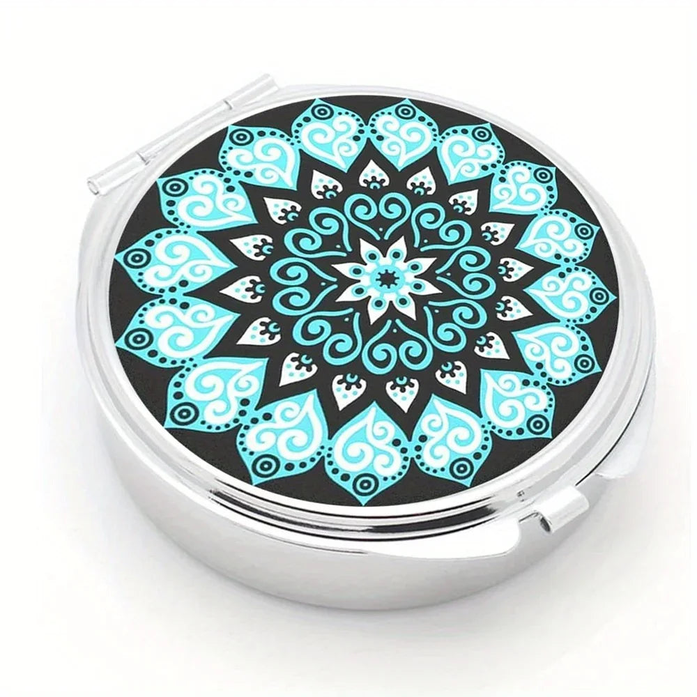 Mini Round Metal Pill Box – Cute Travel Pill Case Organizer Pill Case Organizer PLUSH Datura Flower