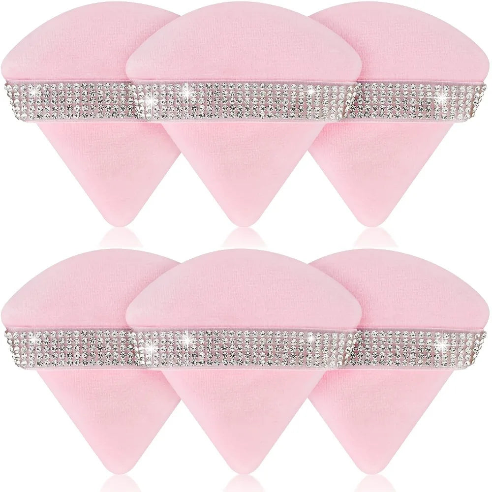 Pink Triangle Powder Puff Set 6pcs – Velvet Makeup Sponge Makeup Powder Puff PLUSH