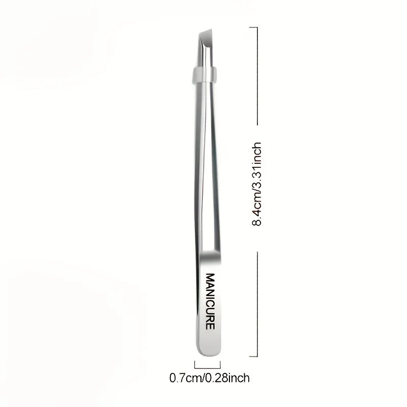 Stainless Steel Slant Tip Eyebrow Tweezers Set 2pcs with Box Eyebrow Tweezers Set PLUSH