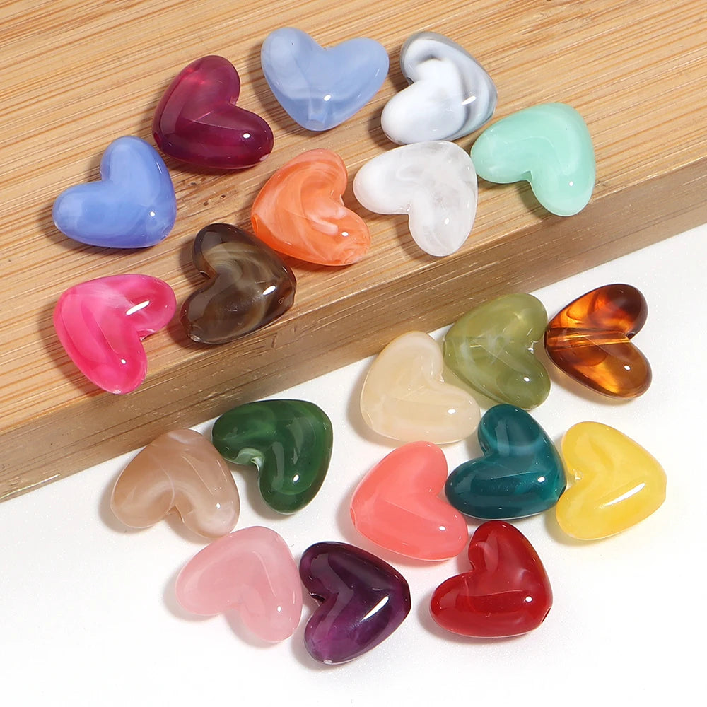 20pcs Two-Tone Heart Acrylic Spacer Beads – DIY Jewelry Making Acrylic Spacer Beads PLUSH