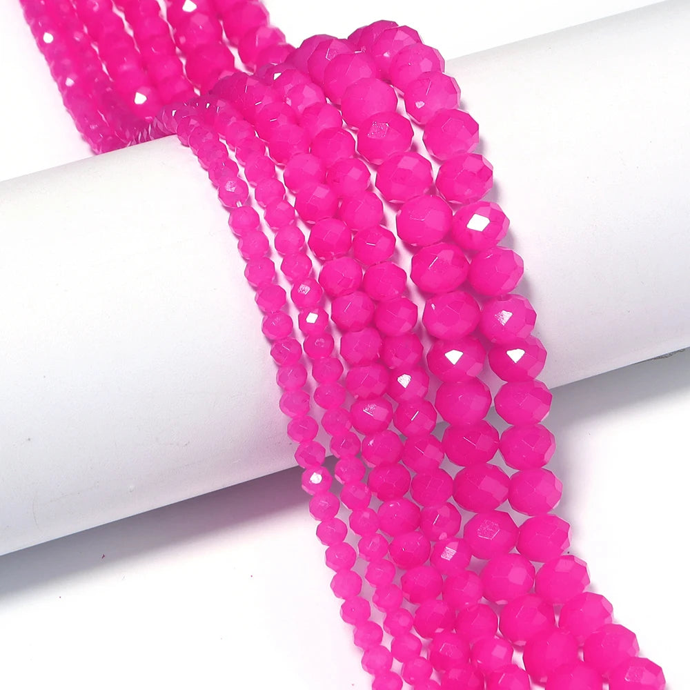 Rose Red Faceted Rondelle Crystal Spacer Beads | DIY Jewelry Crystal Spacer Beads PLUSH