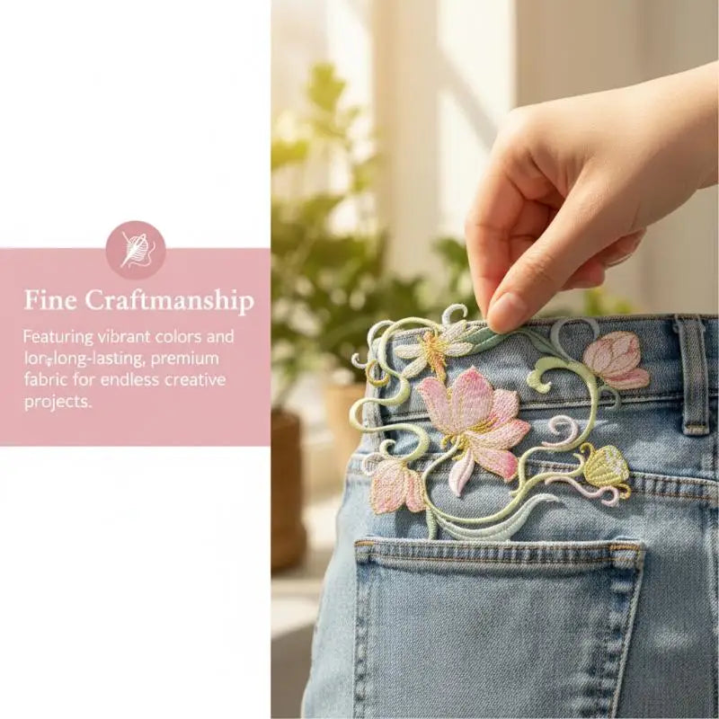 Embroidered Flower Iron-On Patch – DIY Fabric Appliqué Embroidered Fabric Patch PLUSH
