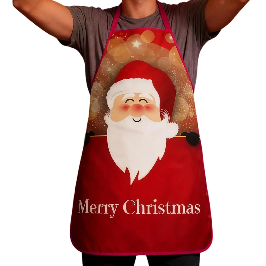 Christmas Apron Santa & Tree Design – Waterproof Holiday Cooking Holiday Cooking Apron PLUSH