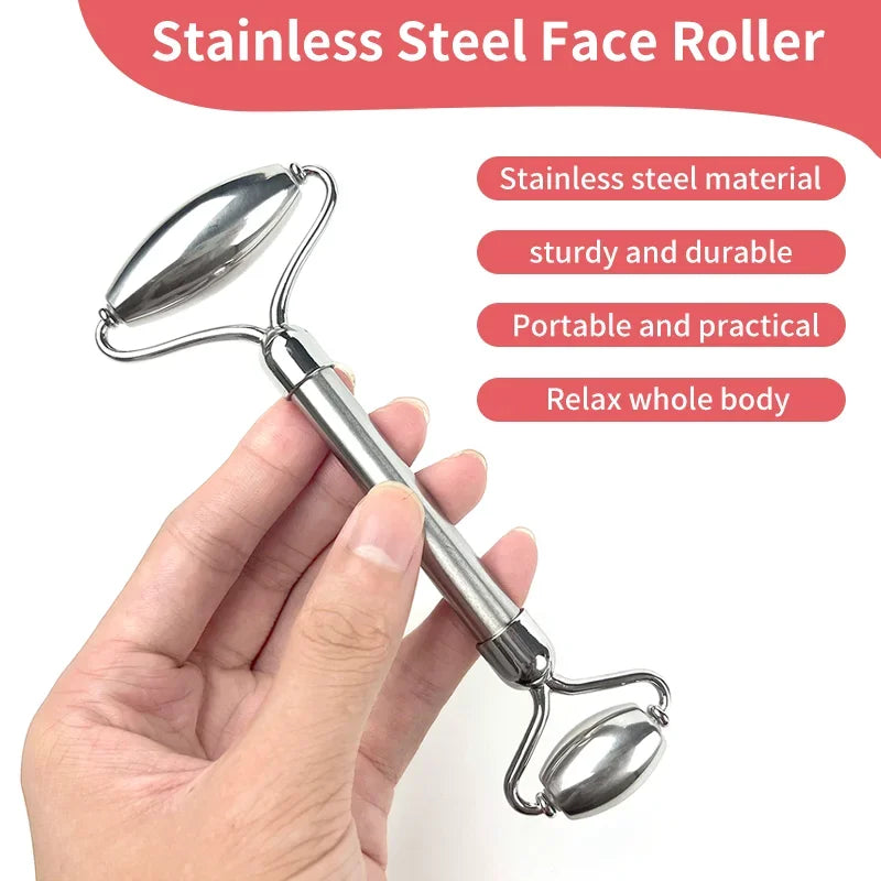 Stainless Steel Dual-Sided Facial Roller | Cooling Face Massager Facial Massage Roller PLUSH